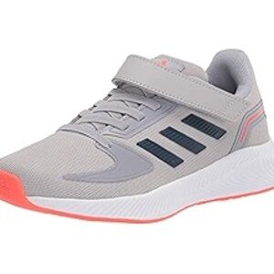 Size 1 Youth Adidas Kids Sneakers in Light Gray and Bright Coral